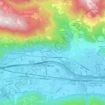 Topografisk kort Poisatto, højde, terræn