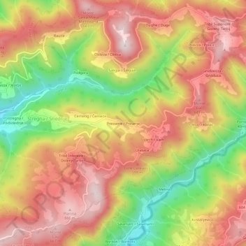 Topografisk kort Preserie, højde, terræn