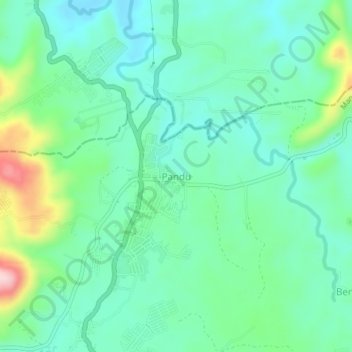 Topografisk kort Pandu, højde, terræn