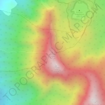 Topografisk kort Gunung Sagara, højde, terræn