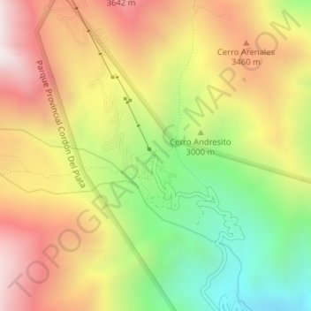 Topografisk kort Vallecitos, højde, terræn