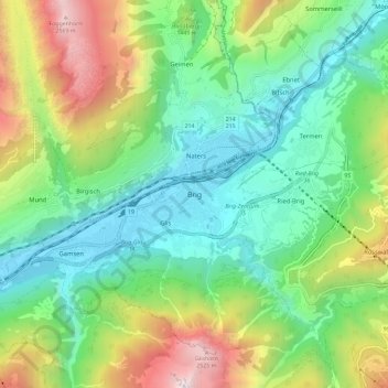 Topografisk kort Brig, højde, terræn
