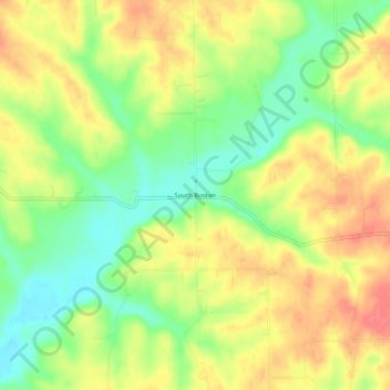 Topografisk kort South Boston, højde, terræn