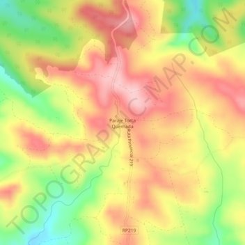 Topografisk kort Paraje Torta Quemada, højde, terræn