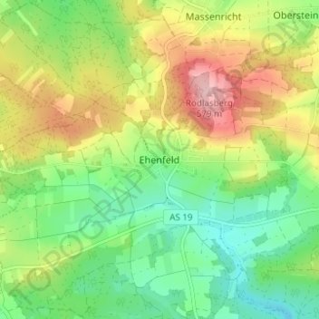 Topografisk kort Ehenfeld, højde, terræn