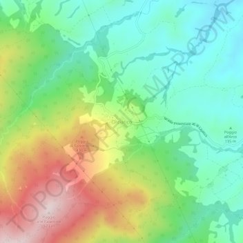 Topografisk kort Orciatico, højde, terræn