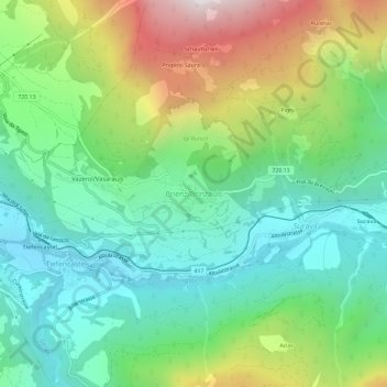 Topografisk kort Brienz/Brinzauls, højde, terræn