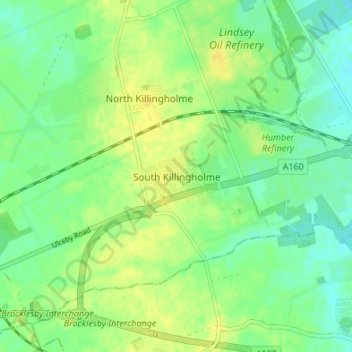 Topografisk kort South Killingholme, højde, terræn