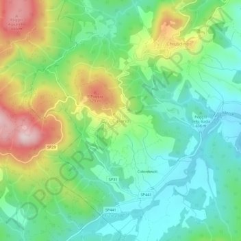 Topografisk kort Ciciano, højde, terræn