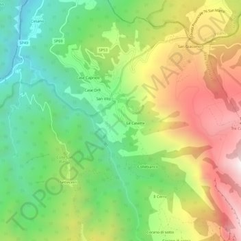 Topografisk kort Carpini, højde, terræn