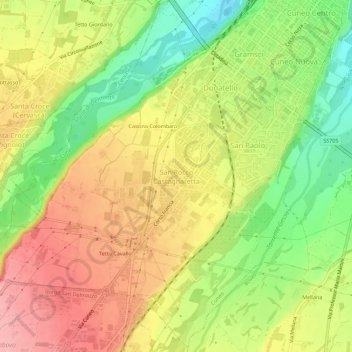 Topografisk kort San Rocco Castagnaretta, højde, terræn