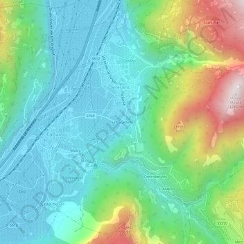 Topografisk kort Sottocastello, højde, terræn