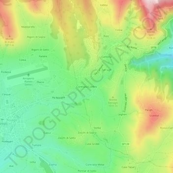 Topografisk kort Contrada Confini, højde, terræn