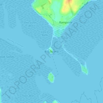 Topografisk kort Roa Island, højde, terræn
