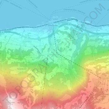 Topografisk kort Oberterzen, højde, terræn