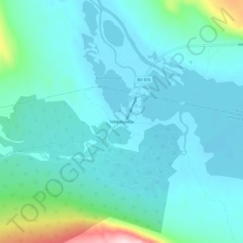 Topografisk kort Nikkaluokta, højde, terræn