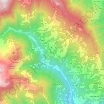 Topografisk kort Serre, højde, terræn