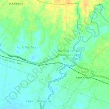 Topografisk kort Kapalo Koto, højde, terræn