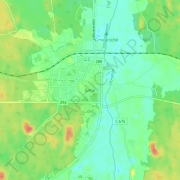 Topografisk kort Gimo, højde, terræn