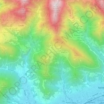 Topografisk kort Lonno, højde, terræn