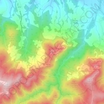 Topografisk kort Micciano, højde, terræn