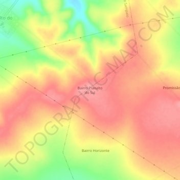 Topografisk kort Bairro Planalto do Sul, højde, terræn