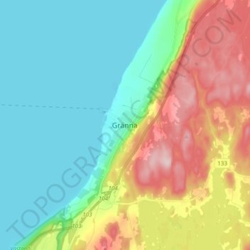 Topografisk kort Gränna, højde, terræn