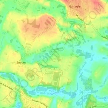 Topografisk kort Østersø, højde, terræn