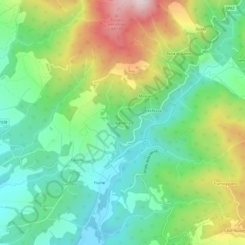 Topografisk kort Banzena, højde, terræn