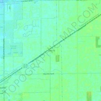 Topografisk kort Woodbury, højde, terræn