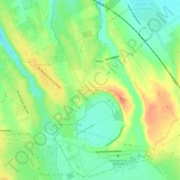 Topografisk kort Valle Castiglione, højde, terræn