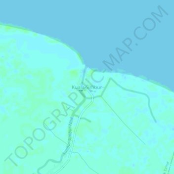 Topografisk kort Kuala Simbur, højde, terræn