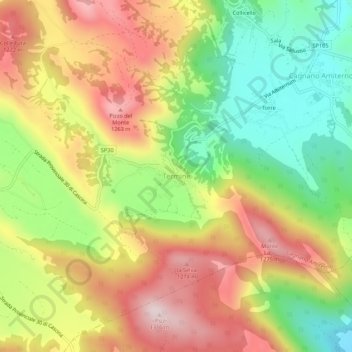 Topografisk kort Termine, højde, terræn