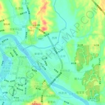 Topografisk kort Jianqing, højde, terræn