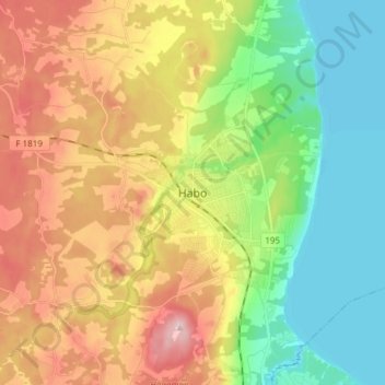 Topografisk kort Habo, højde, terræn