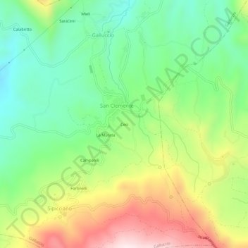 Topografisk kort Ceci, højde, terræn