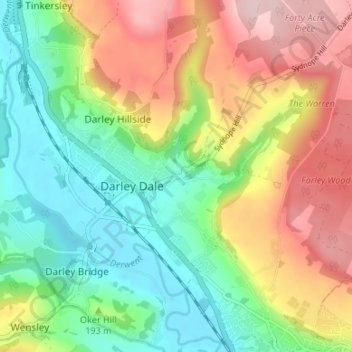 Topografisk kort Two Dales, højde, terræn