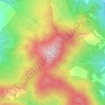 Topografisk kort Monte Castelsavino, højde, terræn
