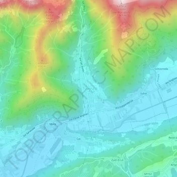 Topografisk kort Tovena, højde, terræn