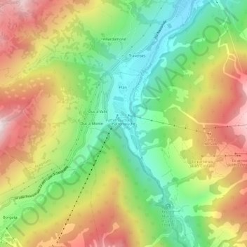Topografisk kort Pattemouche, højde, terræn