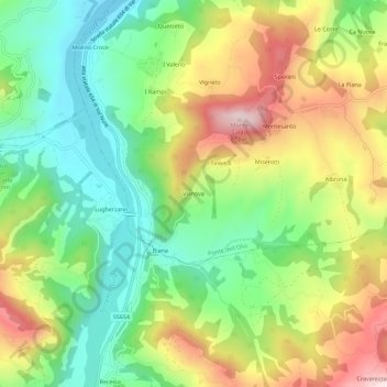 Topografisk kort Vianova, højde, terræn