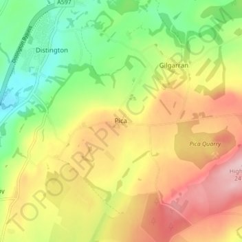 Topografisk kort Pica, højde, terræn
