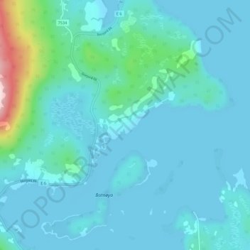Topografisk kort Stuorgiedde - Storjorda, højde, terræn