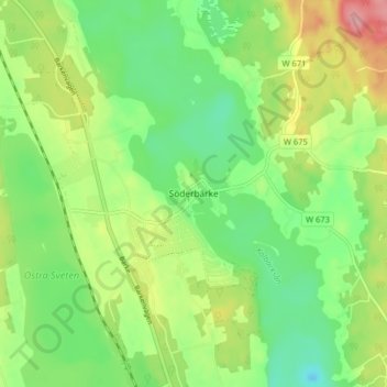 Topografisk kort Söderbärke, højde, terræn