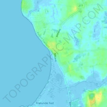Topografisk kort Næsby Strand, højde, terræn
