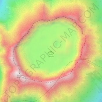 Topografisk kort Gunung Raung, højde, terræn