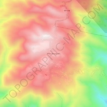 Topografisk kort Villa Nougués, højde, terræn