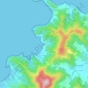Topografisk kort Scaglieri, højde, terræn