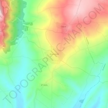 Topografisk kort Orcomone, højde, terræn