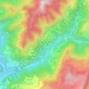 Topografisk kort Staviglio, højde, terræn